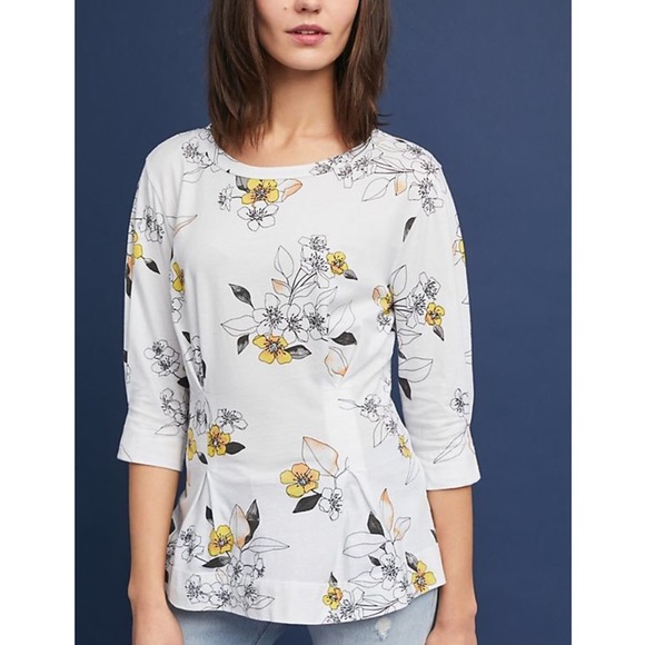 Anthropologie Tops - Anthropologie  t.la Rooney White Floral Peplum Top